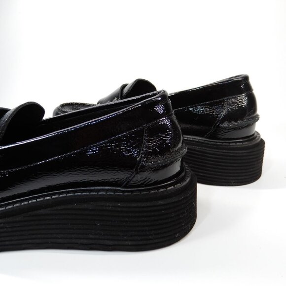 Pedro Garcia Sloan Platform Penny Loafers EU 39 9 Black Patent Leather NEW $660 - Picture 10 of 16